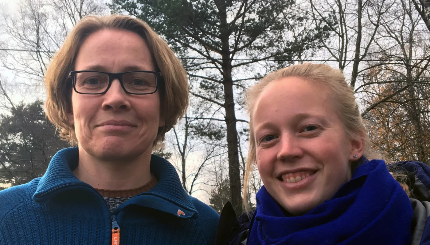 Husdyrforskere Norsok 002 Fra venstre veterinær Berit Marie Blomstrand som skal ta en doktograd. Til høyre og sivilagronom Rosann Johanssen