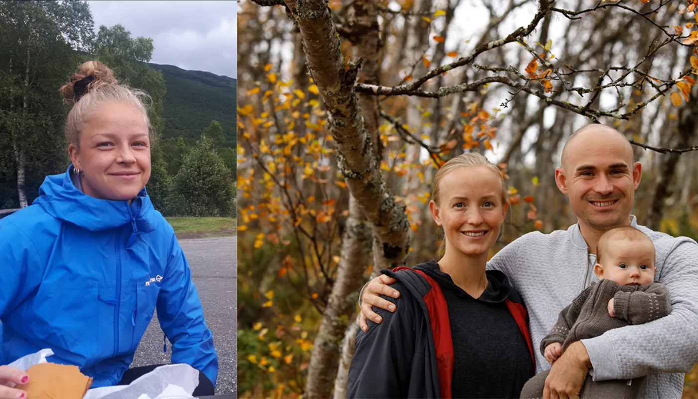 Fra venstre: Maria Båtnes og Anniken Fure Stensrud med mannen Eirik og datteren Iris.