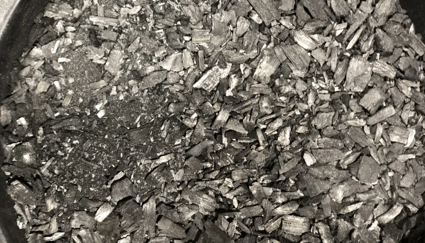 Biokull er et porøst, karbonrikt materiale som kan forbedre jordas evne til å holde på vann og næringsstoffer . (Foto: Tatiana Rittl)